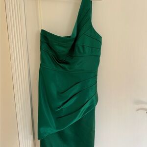 Teeze Me One-Shoulder Dress in Emerald Green